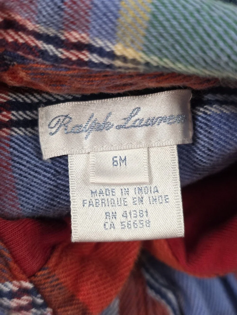 Ralph Lauren Baby Tartan Plaid Lined Flannel Jumpsuit Romper 6M Cotton Preppy